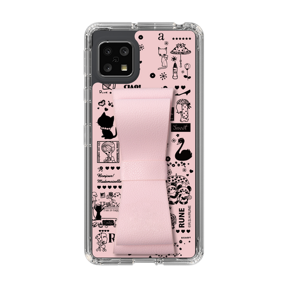Slim Protection Case - STAND & RING RIBBON Sakura Pink［ Rune Naito - RUNE Girl Retro & Modern - Pink ］