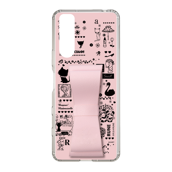 Slim Protection Case - STAND & RING RIBBON Sakura Pink［ Rune Naito - RUNE Girl Retro & Modern - Pink ］