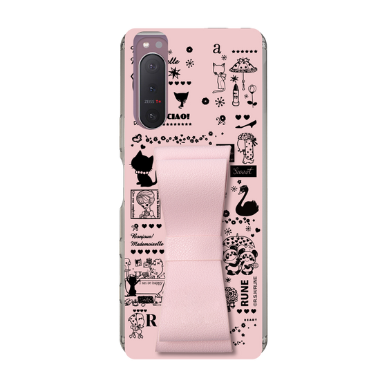 Slim Protection Case - STAND & RING RIBBON Sakura Pink［ Rune Naito - RUNE Girl Retro & Modern - Pink ］