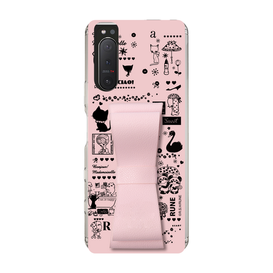 Slim Protection Case - STAND & RING RIBBON Sakura Pink［ Rune Naito - RUNE Girl Retro & Modern - Pink ］