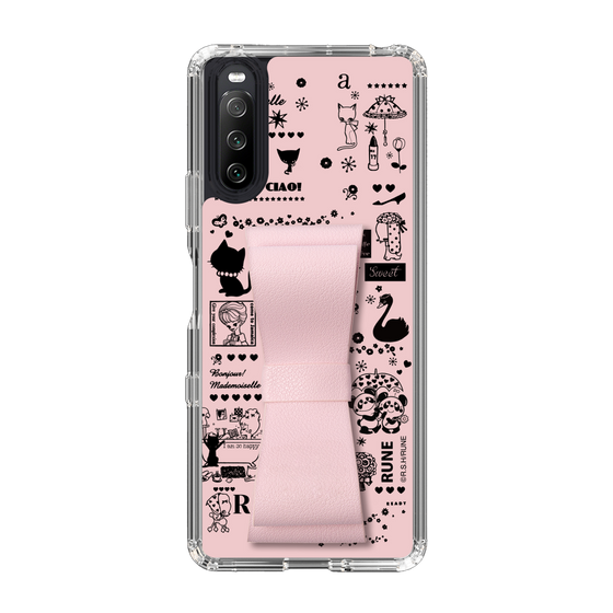 Slim Protection Case - STAND & RING RIBBON Sakura Pink［ Rune Naito - RUNE Girl Retro & Modern - Pink ］