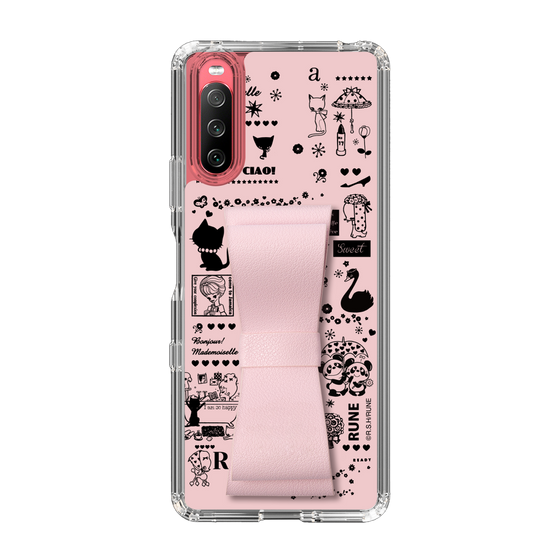 Slim Protection Case - STAND & RING RIBBON Sakura Pink［ Rune Naito - RUNE Girl Retro & Modern - Pink ］
