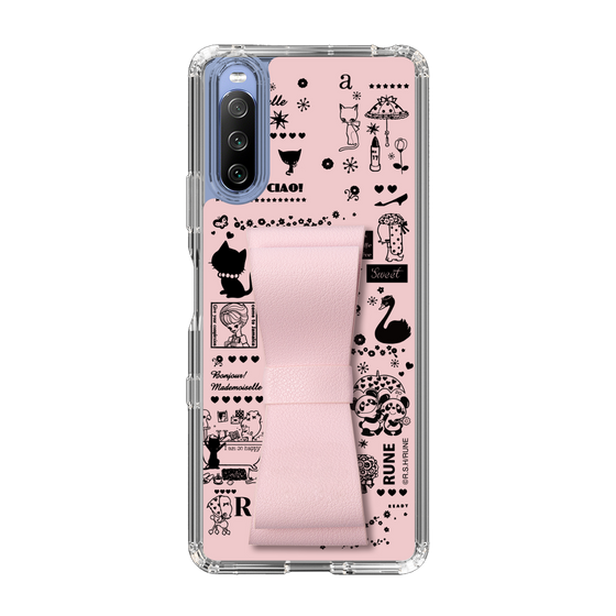 Slim Protection Case - STAND & RING RIBBON Sakura Pink［ Rune Naito - RUNE Girl Retro & Modern - Pink ］