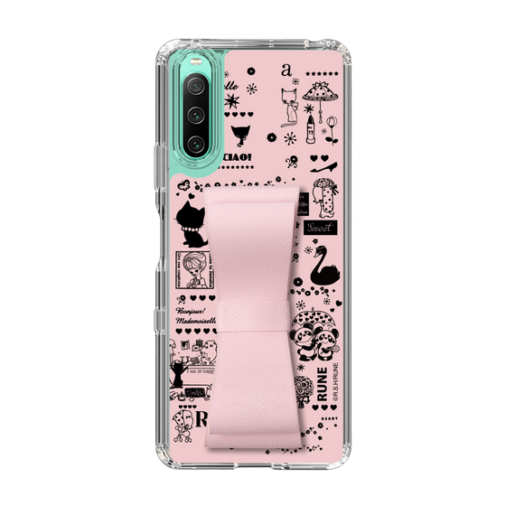 Slim Protection Case - STAND & RING RIBBON Sakura Pink［ Rune Naito - RUNE Girl Retro & Modern - Pink ］
