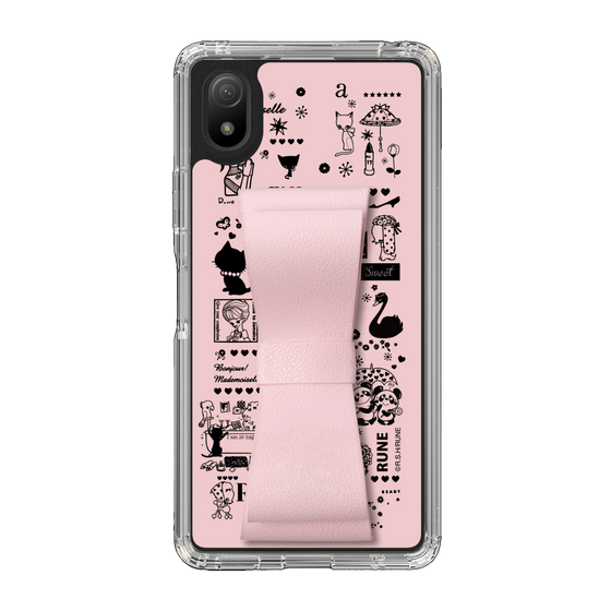 Slim Protection Case - STAND & RING RIBBON Sakura Pink［ Rune Naito - RUNE Girl Retro & Modern - Pink ］