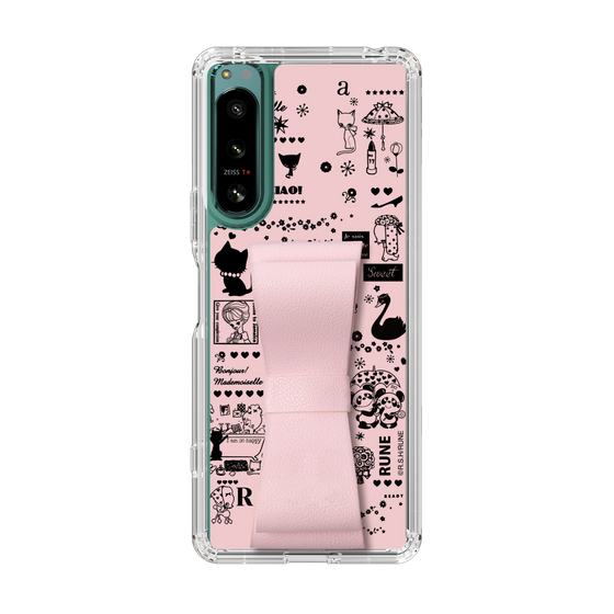 Slim Protection Case - STAND & RING RIBBON Sakura Pink［ Rune Naito - RUNE Girl Retro & Modern - Pink ］