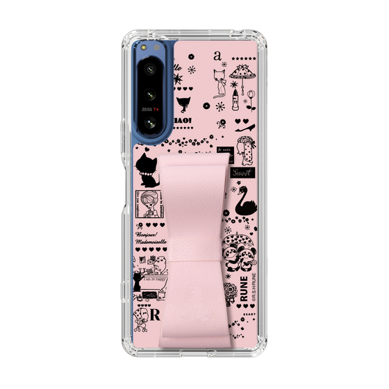Slim Protection Case - STAND & RING RIBBON Sakura Pink［ Rune Naito - RUNE Girl Retro & Modern - Pink ］