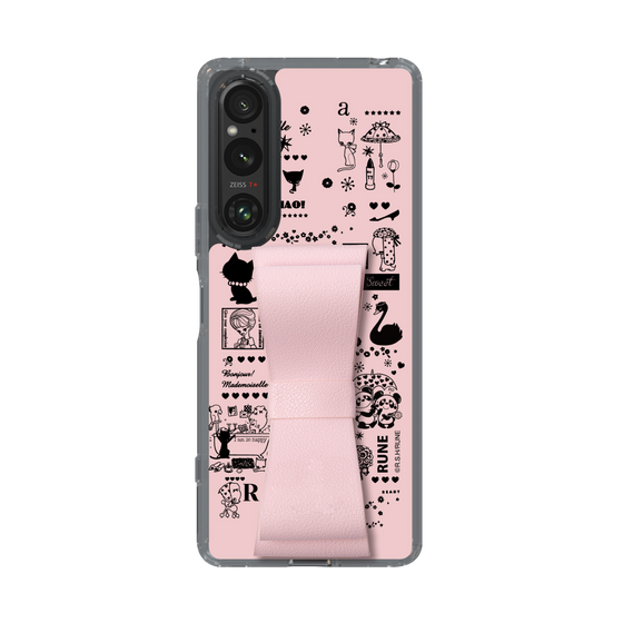 Slim Protection Case - STAND & RING RIBBON Sakura Pink［ Rune Naito - RUNE Girl Retro & Modern - Pink ］
