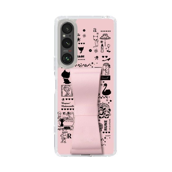 Slim Protection Case - STAND & RING RIBBON Sakura Pink［ Rune Naito - RUNE Girl Retro & Modern - Pink ］
