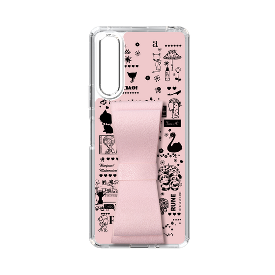 Slim Protection Case - STAND & RING RIBBON Sakura Pink［ Rune Naito - RUNE Girl Retro & Modern - Pink ］