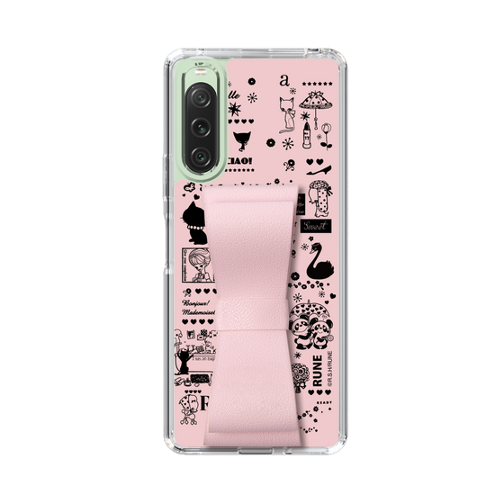 Slim Protection Case - STAND & RING RIBBON Sakura Pink［ Rune Naito - RUNE Girl Retro & Modern - Pink ］
