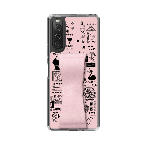 Slim Protection Case - STAND & RING RIBBON Sakura Pink［ Rune Naito - RUNE Girl Retro & Modern - Pink ］