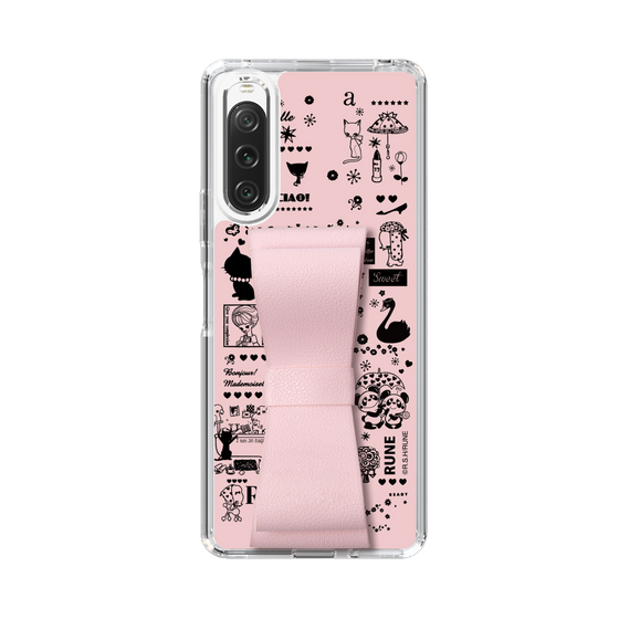 Slim Protection Case - STAND & RING RIBBON Sakura Pink［ Rune Naito - RUNE Girl Retro & Modern - Pink ］