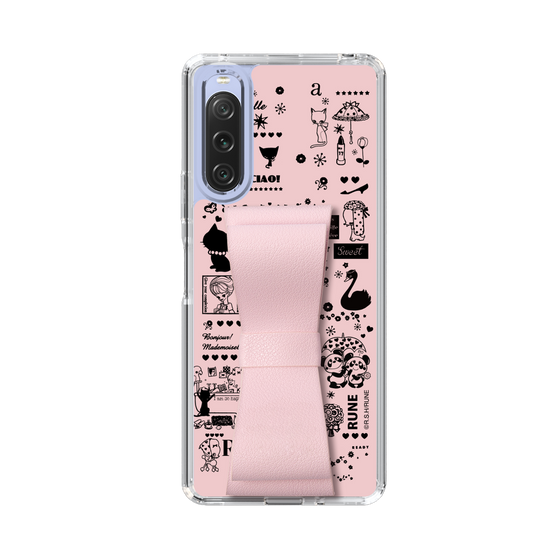 Slim Protection Case - STAND & RING RIBBON Sakura Pink［ Rune Naito - RUNE Girl Retro & Modern - Pink ］