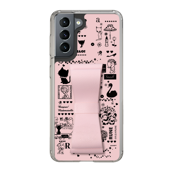 Slim Protection Case - STAND & RING RIBBON Sakura Pink［ Rune Naito - RUNE Girl Retro & Modern - Pink ］