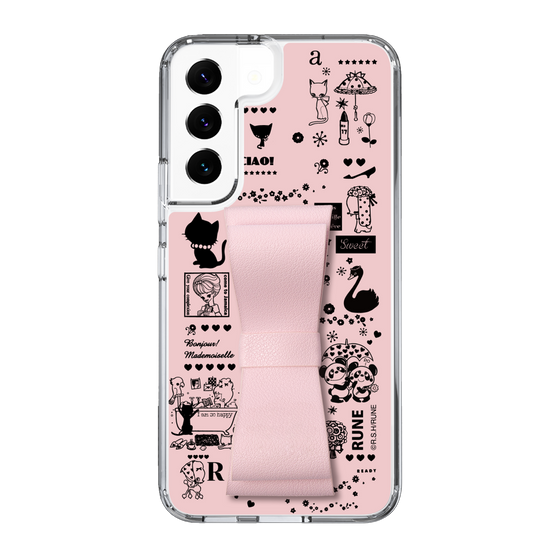Slim Protection Case - STAND & RING RIBBON Sakura Pink［ Rune Naito - RUNE Girl Retro & Modern - Pink ］