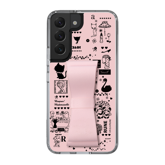 Slim Protection Case - STAND & RING RIBBON Sakura Pink［ Rune Naito - RUNE Girl Retro & Modern - Pink ］