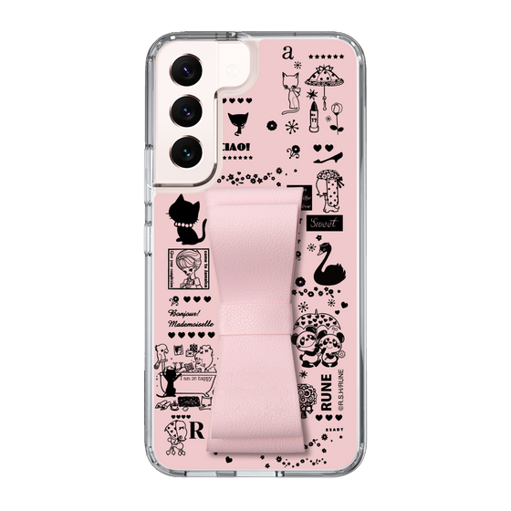 Slim Protection Case - STAND & RING RIBBON Sakura Pink［ Rune Naito - RUNE Girl Retro & Modern - Pink ］
