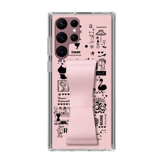 Slim Protection Case - STAND & RING RIBBON Sakura Pink［ Rune Naito - RUNE Girl Retro & Modern - Pink ］