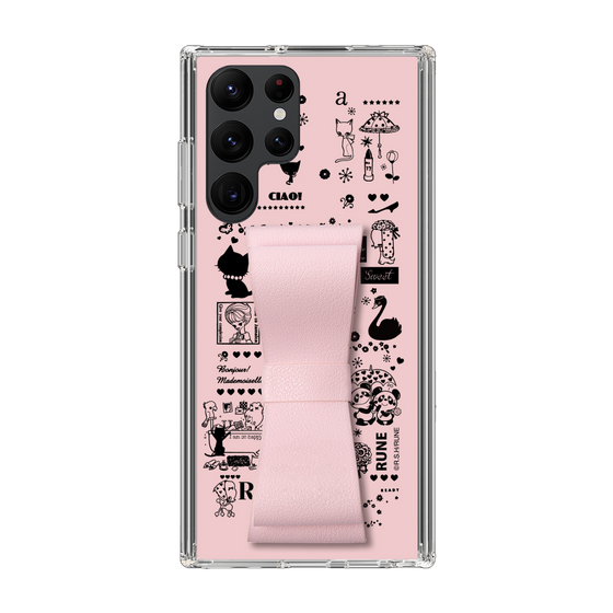 Slim Protection Case - STAND & RING RIBBON Sakura Pink［ Rune Naito - RUNE Girl Retro & Modern - Pink ］