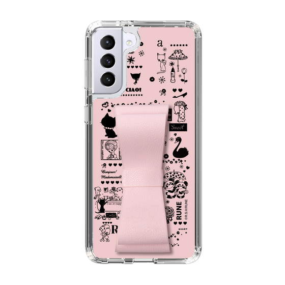 Slim Protection Case - STAND & RING RIBBON Sakura Pink［ Rune Naito - RUNE Girl Retro & Modern - Pink ］