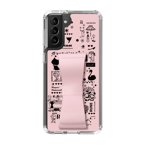 Slim Protection Case - STAND & RING RIBBON Sakura Pink［ Rune Naito - RUNE Girl Retro & Modern - Pink ］