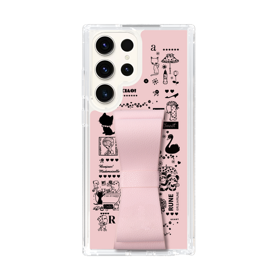 Slim Protection Case - STAND & RING RIBBON Sakura Pink［ Rune Naito - RUNE Girl Retro & Modern - Pink ］