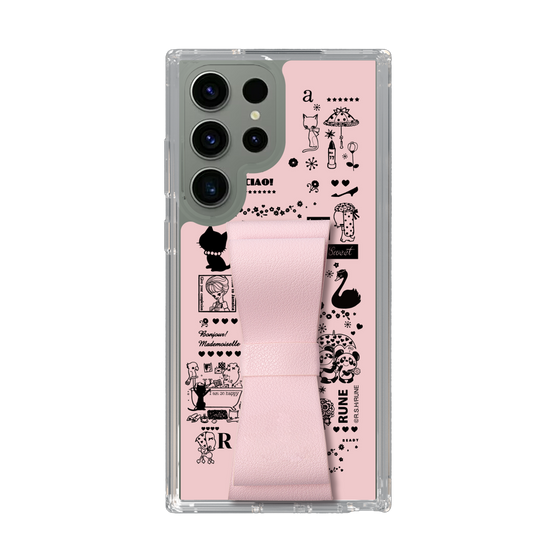 Slim Protection Case - STAND & RING RIBBON Sakura Pink［ Rune Naito - RUNE Girl Retro & Modern - Pink ］