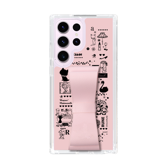 Slim Protection Case - STAND & RING RIBBON Sakura Pink［ Rune Naito - RUNE Girl Retro & Modern - Pink ］