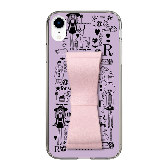 Slim Protection Case - STAND & RING RIBBON Sakura Pink［ Rune Naito - RUNE Girl Retro & Modern - Purple ］