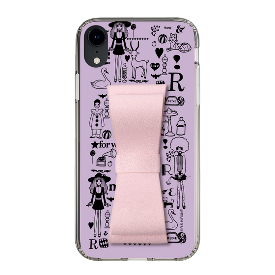Slim Protection Case - STAND & RING RIBBON Sakura Pink［ Rune Naito - RUNE Girl Retro & Modern - Purple ］