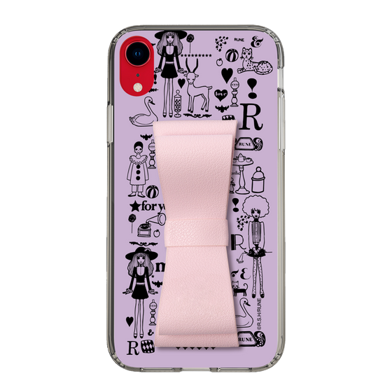 Slim Protection Case - STAND & RING RIBBON Sakura Pink［ Rune Naito - RUNE Girl Retro & Modern - Purple ］