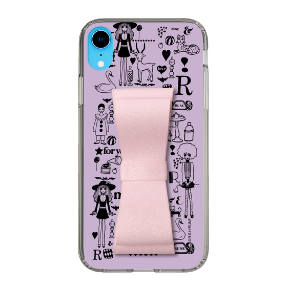 Slim Protection Case - STAND & RING RIBBON Sakura Pink［ Rune Naito - RUNE Girl Retro & Modern - Purple ］