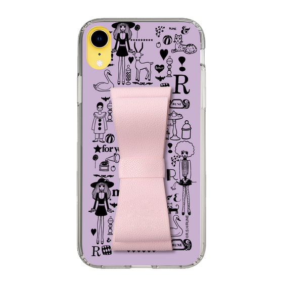 Slim Protection Case - STAND & RING RIBBON Sakura Pink［ Rune Naito - RUNE Girl Retro & Modern - Purple ］