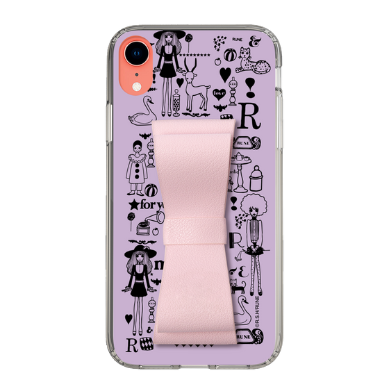 Slim Protection Case - STAND & RING RIBBON Sakura Pink［ Rune Naito - RUNE Girl Retro & Modern - Purple ］