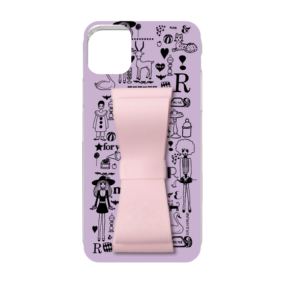 Slim Protection Case - STAND & RING RIBBON Sakura Pink［ Rune Naito - RUNE Girl Retro & Modern - Purple ］