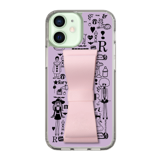 Slim Protection Case - STAND & RING RIBBON Sakura Pink［ Rune Naito - RUNE Girl Retro & Modern - Purple ］
