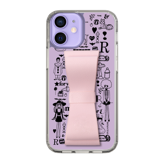 Slim Protection Case - STAND & RING RIBBON Sakura Pink［ Rune Naito - RUNE Girl Retro & Modern - Purple ］