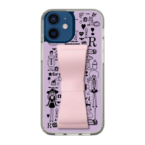 Slim Protection Case - STAND & RING RIBBON Sakura Pink［ Rune Naito - RUNE Girl Retro & Modern - Purple ］