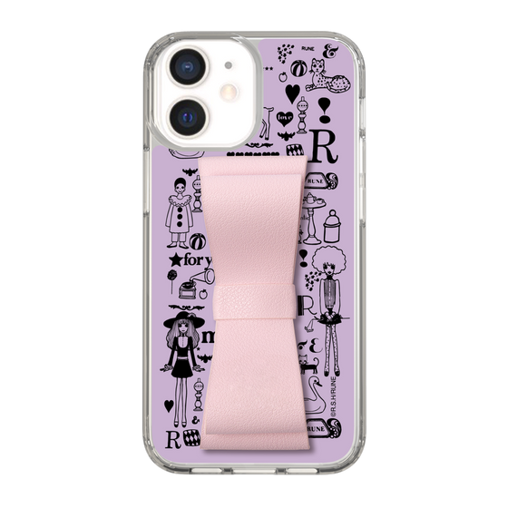 Slim Protection Case - STAND & RING RIBBON Sakura Pink［ Rune Naito - RUNE Girl Retro & Modern - Purple ］