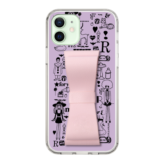 Slim Protection Case - STAND & RING RIBBON Sakura Pink［ Rune Naito - RUNE Girl Retro & Modern - Purple ］