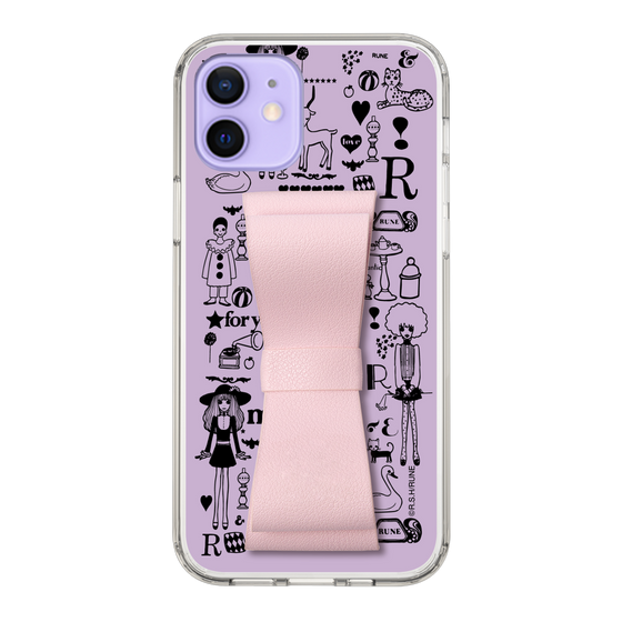 Slim Protection Case - STAND & RING RIBBON Sakura Pink［ Rune Naito - RUNE Girl Retro & Modern - Purple ］