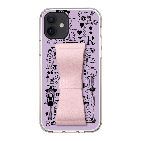 Slim Protection Case - STAND & RING RIBBON Sakura Pink［ Rune Naito - RUNE Girl Retro & Modern - Purple ］
