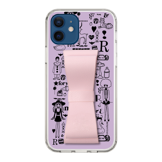 Slim Protection Case - STAND & RING RIBBON Sakura Pink［ Rune Naito - RUNE Girl Retro & Modern - Purple ］