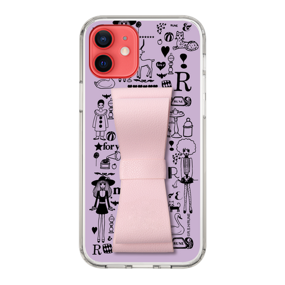Slim Protection Case - STAND & RING RIBBON Sakura Pink［ Rune Naito - RUNE Girl Retro & Modern - Purple ］