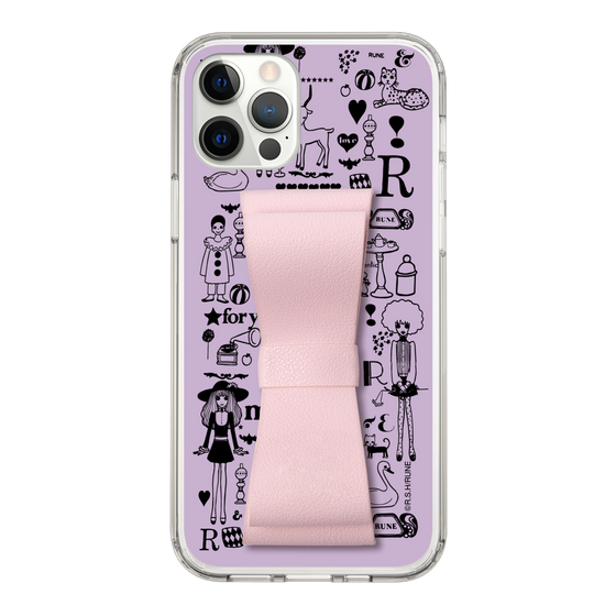 Slim Protection Case - STAND & RING RIBBON Sakura Pink［ Rune Naito - RUNE Girl Retro & Modern - Purple ］