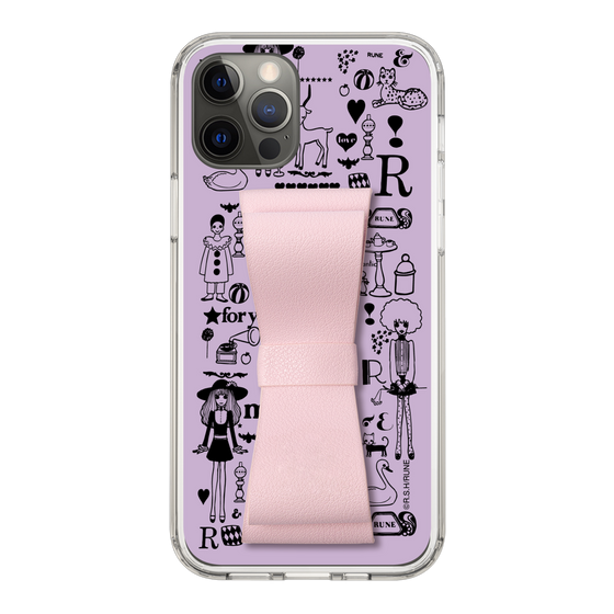 Slim Protection Case - STAND & RING RIBBON Sakura Pink［ Rune Naito - RUNE Girl Retro & Modern - Purple ］