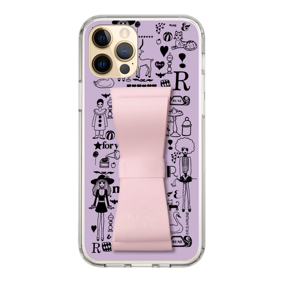 Slim Protection Case - STAND & RING RIBBON Sakura Pink［ Rune Naito - RUNE Girl Retro & Modern - Purple ］