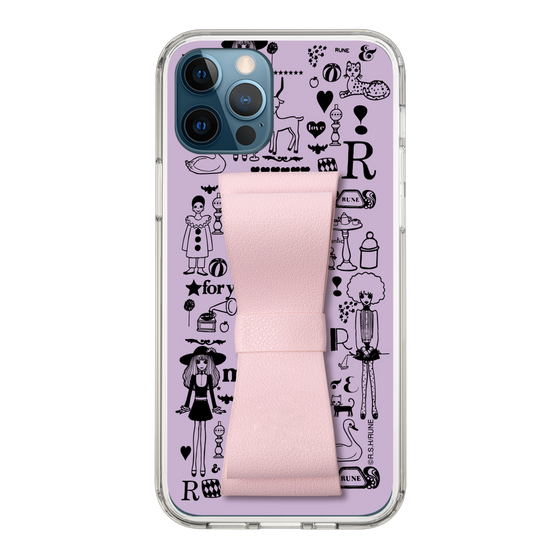Slim Protection Case - STAND & RING RIBBON Sakura Pink［ Rune Naito - RUNE Girl Retro & Modern - Purple ］