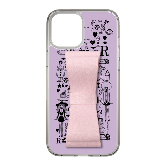 Slim Protection Case - STAND & RING RIBBON Sakura Pink［ Rune Naito - RUNE Girl Retro & Modern - Purple ］